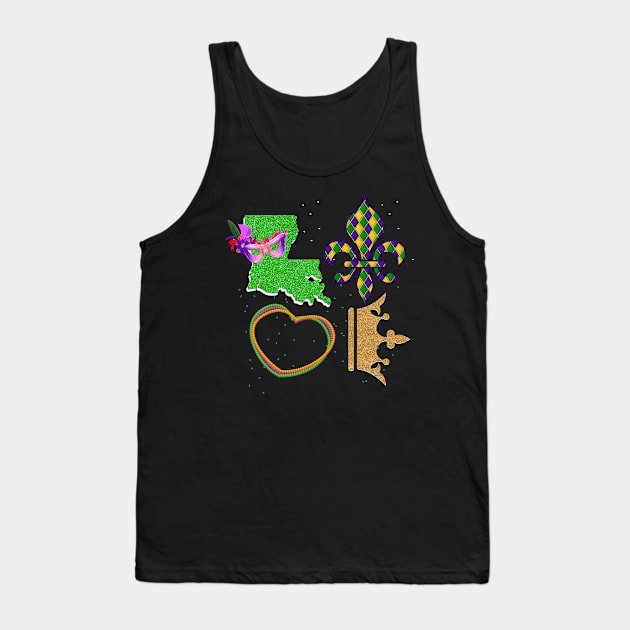 I Love Mardi Gras Distressed Festival Holidays Chill Funny Tank Top by Norine Linan 